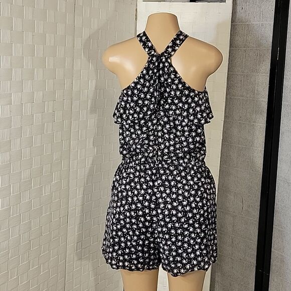 ANN TAYLOR LOFT HALTER FLORAL PRINT DESIGN TIE NECK SLEEVELESS WOMEN"S ROMPER - Picture 7 of 14
